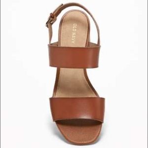 Old Navy faux leather sling back block heel sandal (brown)